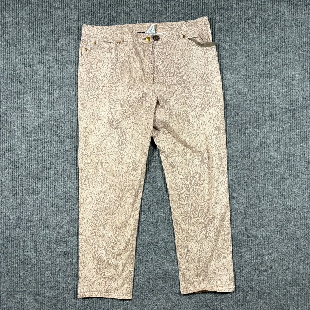 Lark Lane‎ Womens Pants Size 16 Beige Snake Print Stretch Slim Mid Rise